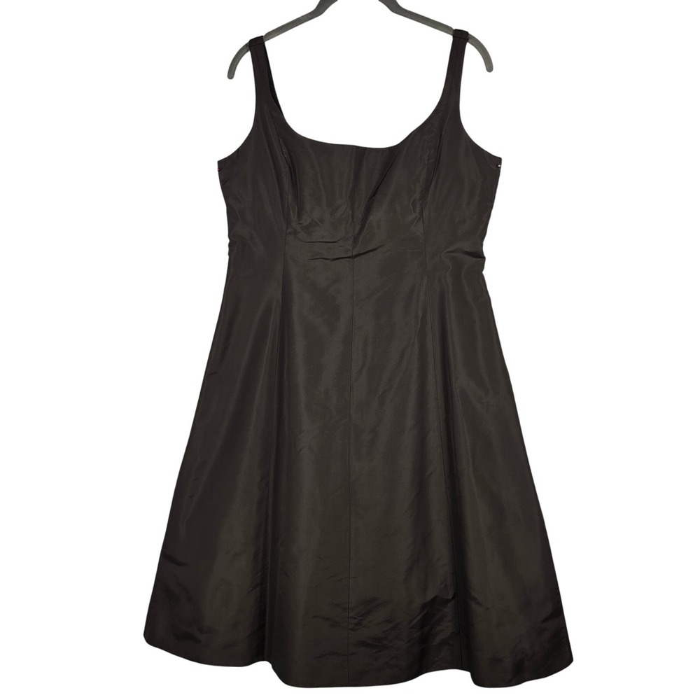 J.Crew Womens 100% Silk A-Line Cocktail Midi Dress Dark Brown Size 14 Formal
